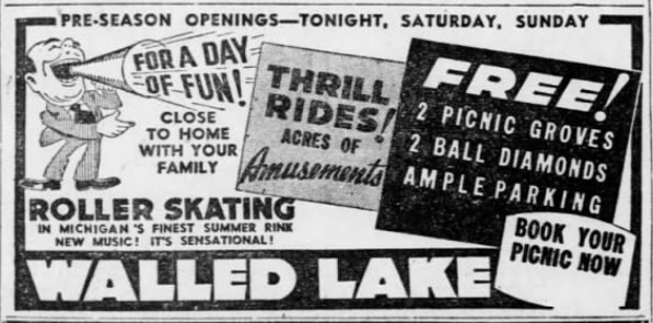 Walled Lake Dance Pavillions - 05 May 1950 Roller Rink Ad (newer photo)